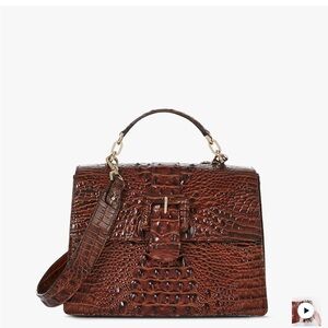 Brahmin leather moc croc satchel pecan Melbourne Hallie